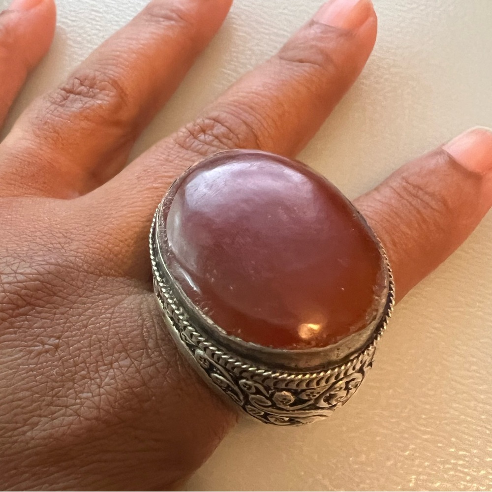 Large men’s Turkish Agate silver ring - Picture 5 of 5